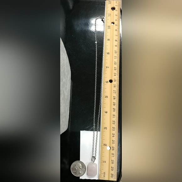 Rose Quartz Necklace Natural Gemstone Pink Crystal Pendant Stainless-Steel Chain - Picture 17 of 17